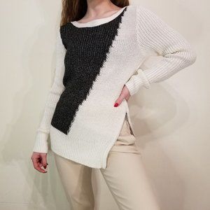 Color Block Black/White Sweater